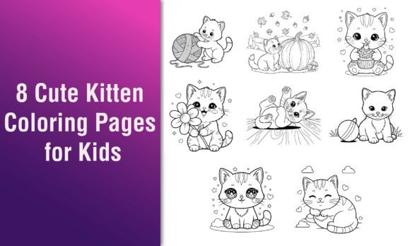 Adorable Kawaii Kitten Colouring Pages Bundle for Kids