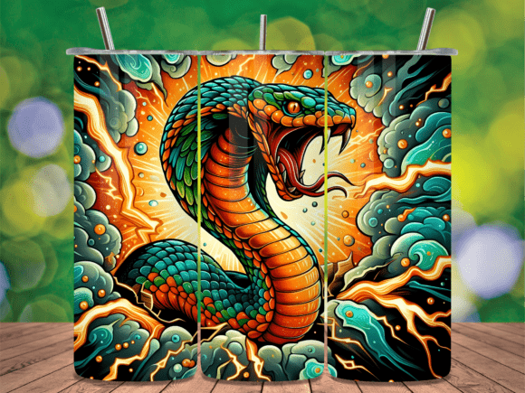 Aggressive Cobra Snake Art Tumbler Wrap: Bold Design for Physical Products