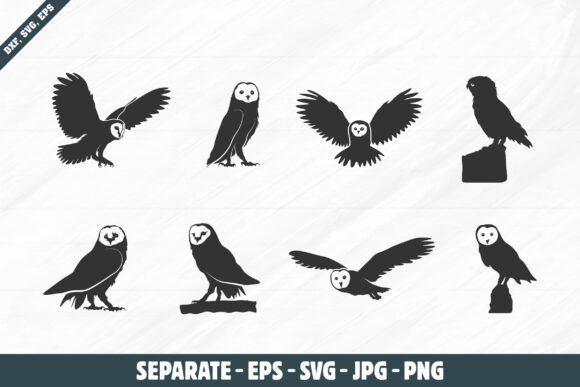 Barn Owl Silhouette Set: Your SVG Design Toolkit