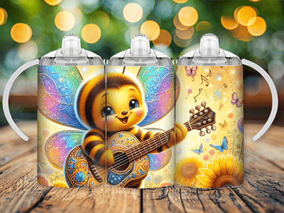 Bee Playing Violin Sippy Cup Kid Tumbler: A Whimsical Design Asset