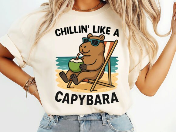Capybara Chillin' Beach Vibes: A T-Shirt Design Package