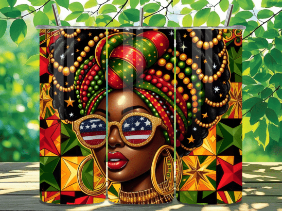 Celebrate Culture: Black Queen Juneteenth Tumbler Wrap PNG