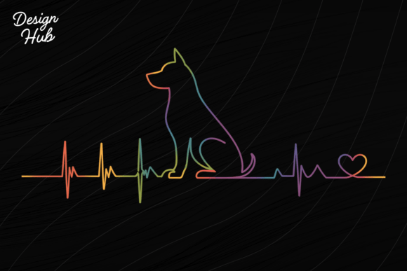 Celebrate the Human-Dog Bond with Dog Heartbeat Line Art PNG