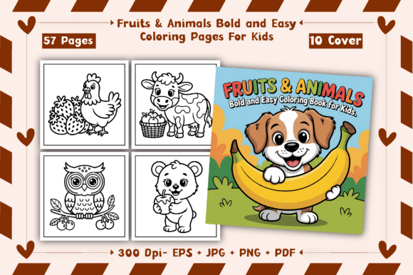 Fruits & Animals Coloring Book Bold Easy: A Creative Asset for All Ages
