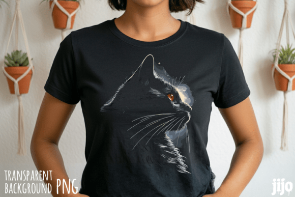 Minimalist Cat Outline with Whiskers: A Clean Design Asset
