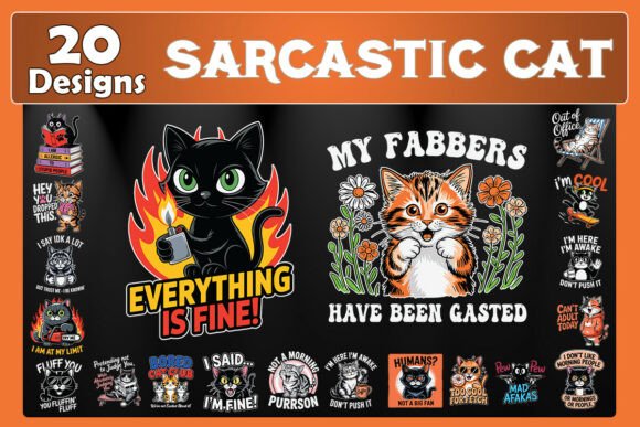 Sarcastic Cat SVG Bundle: Unfiltered Feline Attitude
