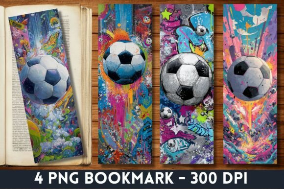 Soccer Ball Graffiti Splatter Bookmark: Bold Design for Real Projects