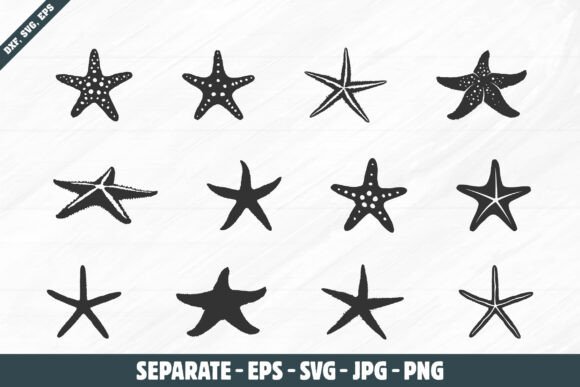 Starfish Silhouettes: Coastal Charm in Vector Form