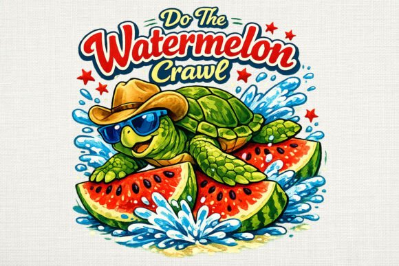 Watermelon Crawl Turtle Cowboy PNG: A Summer Design Essential